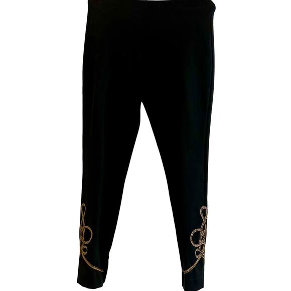Polo Ralph Lauren Black/Gold Bottom Embroidery, Skinny/Stretch Dress Pants- M - Picture 1 of 11
